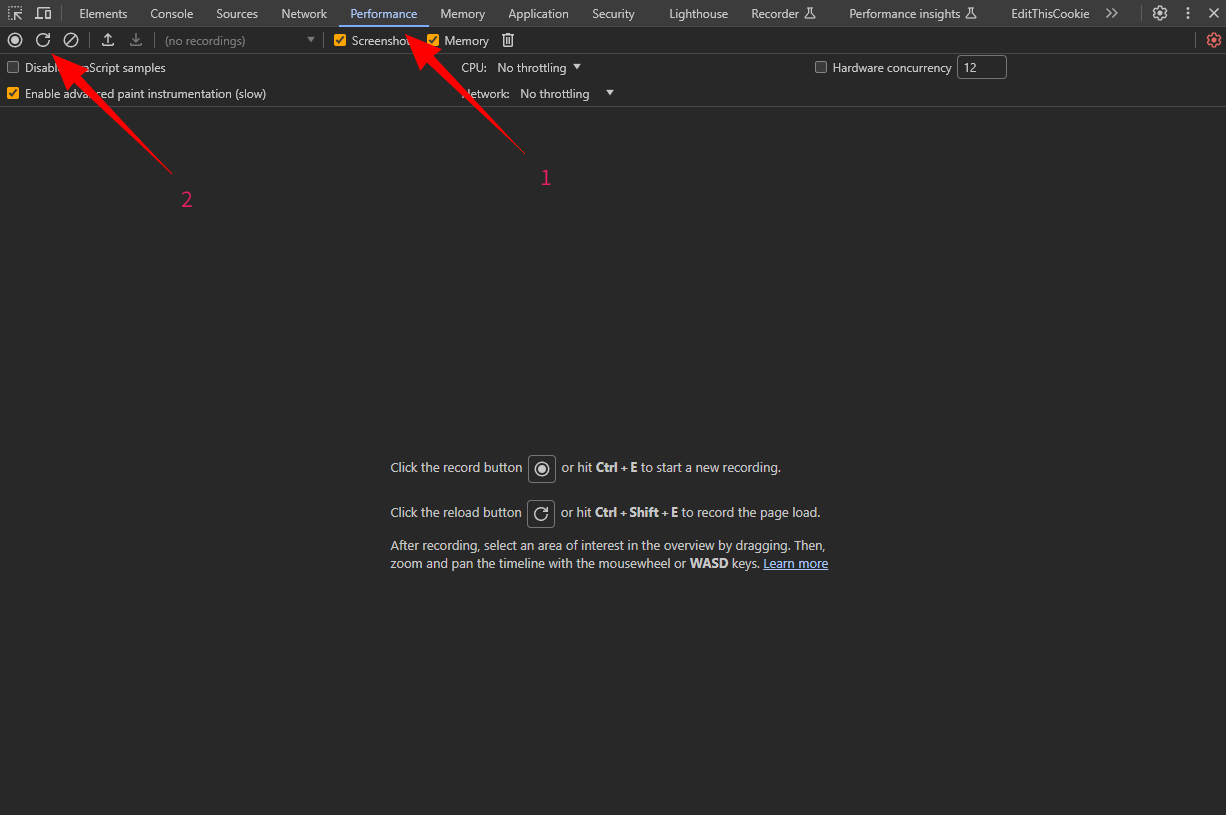 performance tab
